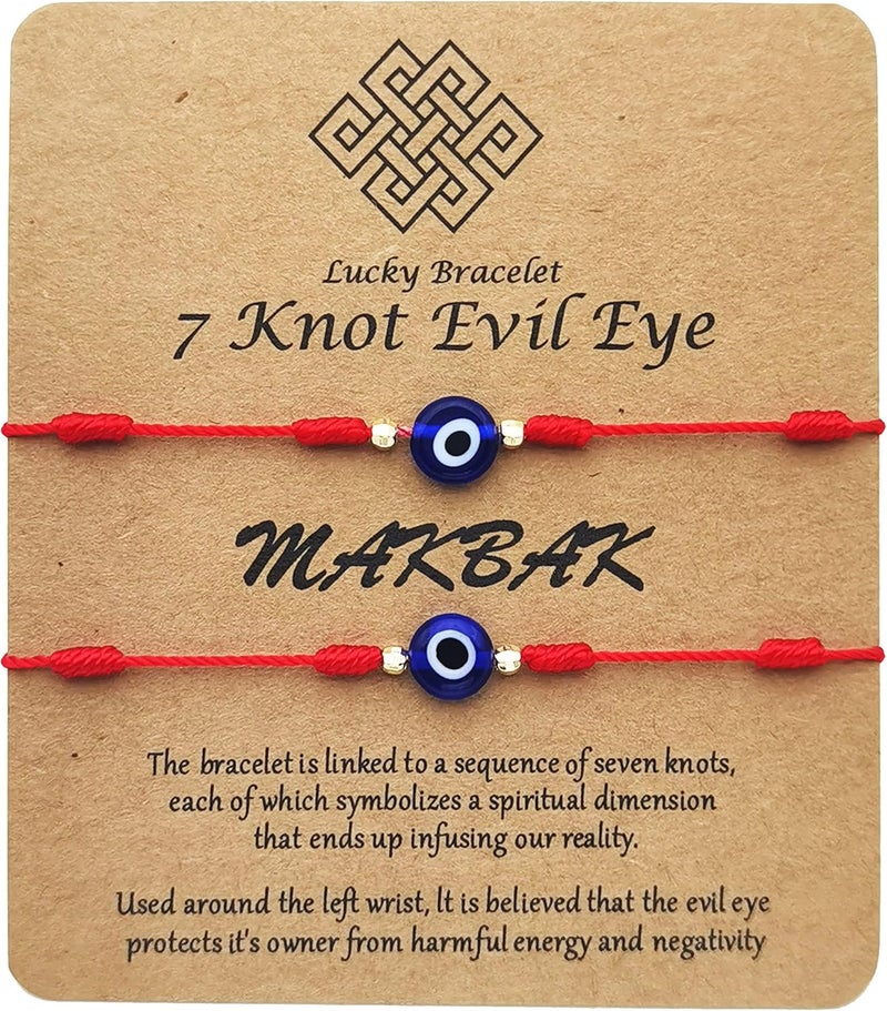 MAKBAK Evil Eye 7 Knot Lucky Bracelets for Women Men Adjustable Lucky Amulet Black Red String Bracelet for Protection Family Friends - Image 1